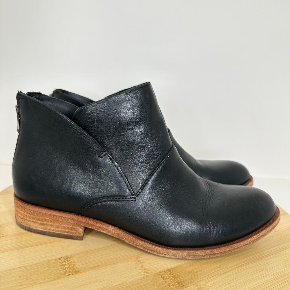 Kork Ease Ryder Ankle Boot Soft Black Smooth Leather Zip Womens Size 7